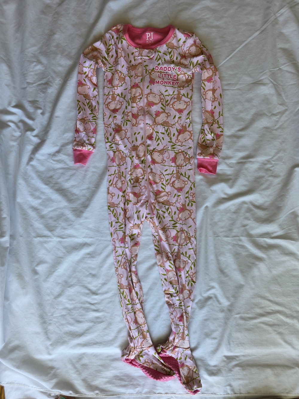PJ Pink 'Daddy's Little Monkey' Pink Footed One-Piece Pajamas